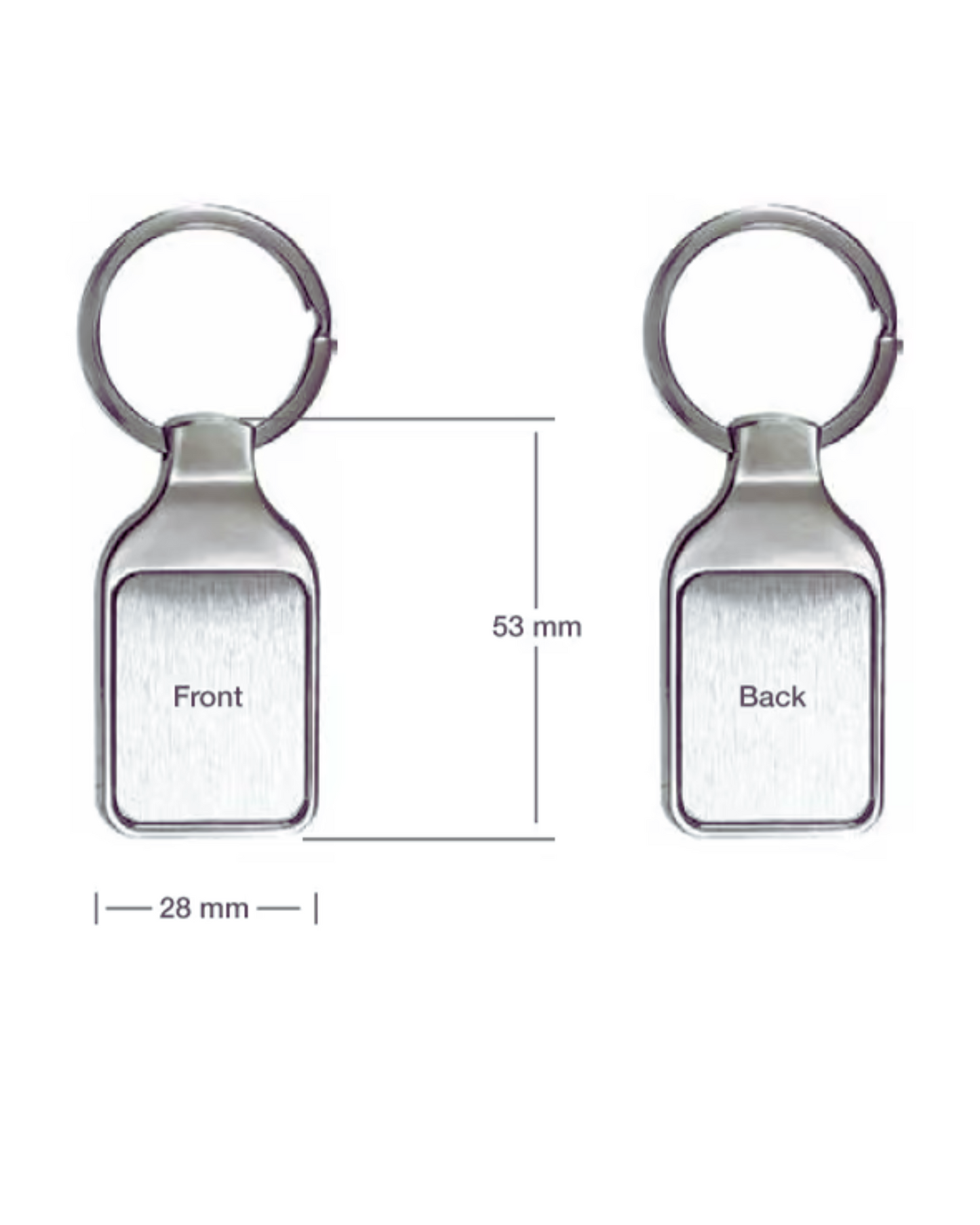 2 sides Rectangle Metal Keychain